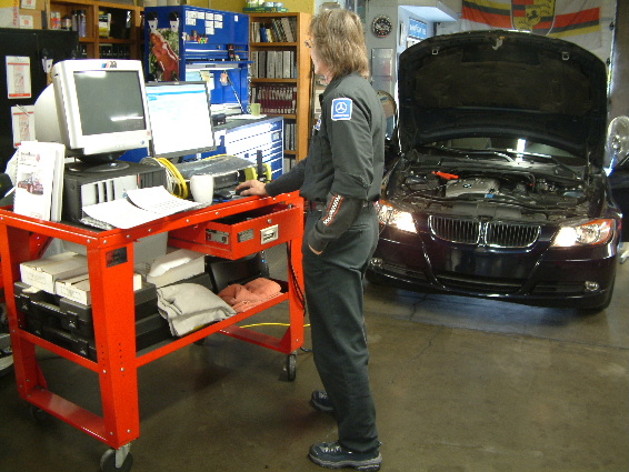 Mike diagnosing a BMW with the ICOM System.
