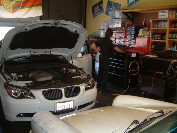 Mike diagnosing a BMW.