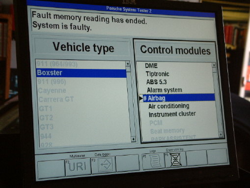 Porsche PST2 diagnostic system viewed on our flat screen monitor.