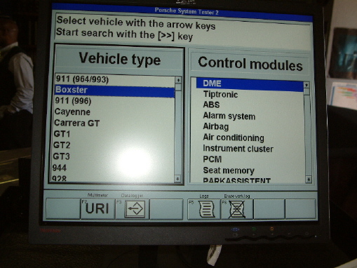 Porsche PST2 diagnostic system viewed on our flat screen monitor.